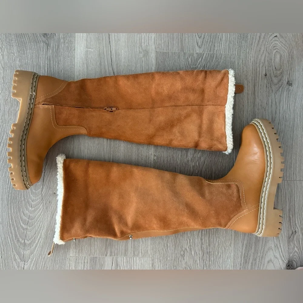 Splendid Antonia Tall Boots with Shearling in Cognac
